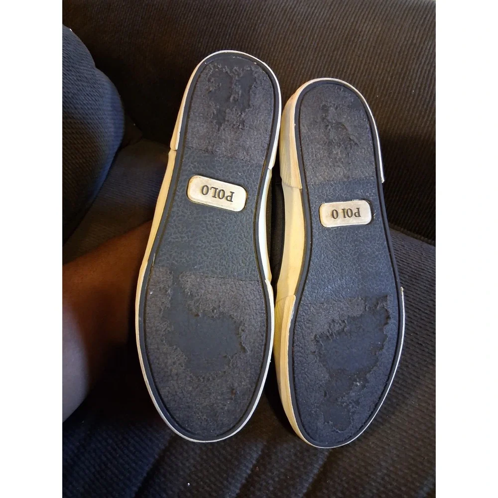 Polo Ralph Lauren Vaughn Shoes Men 12D‎ Black Canvas Lace White Pony Dress